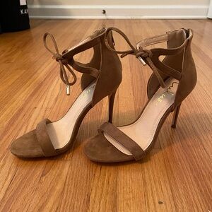 Lulus Tan Suede strappy sandal heels- size 7